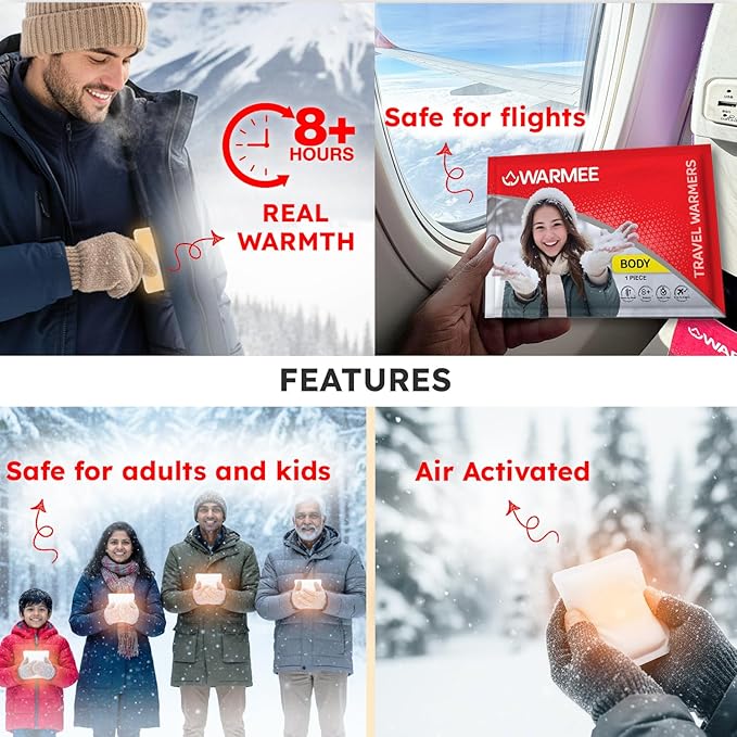 WARMEE Body Warmers  Safe & Natural Heat Patches, Heat Packs for Men, Women and Children
