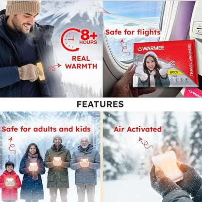 WARMEE Body Warmers  Safe & Natural Heat Patches, Heat Packs for Men, Women and Children