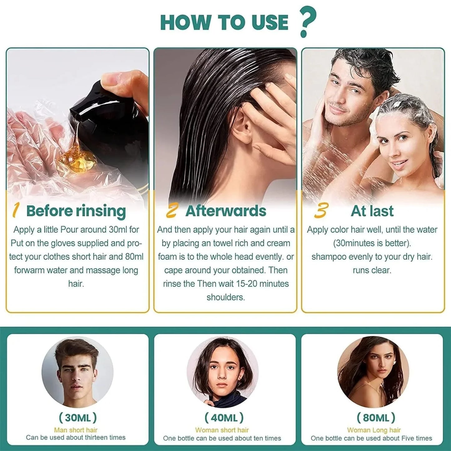 3 in 1 Black Hair Dye Shampoo